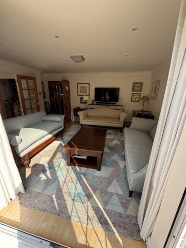 Sofas recovered in Colefax and Fowler Clancey in Aqua for PH Interiors