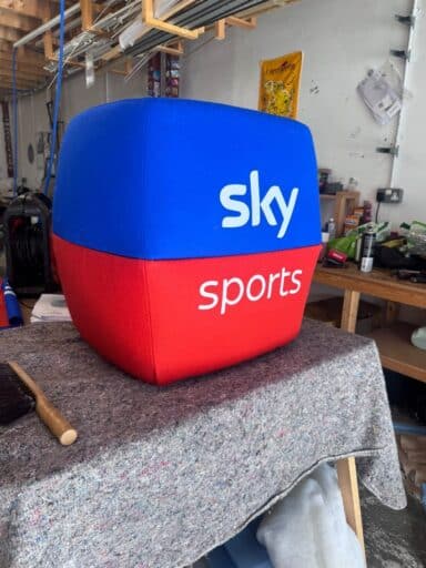 Finished Sky Sports microphone head stool